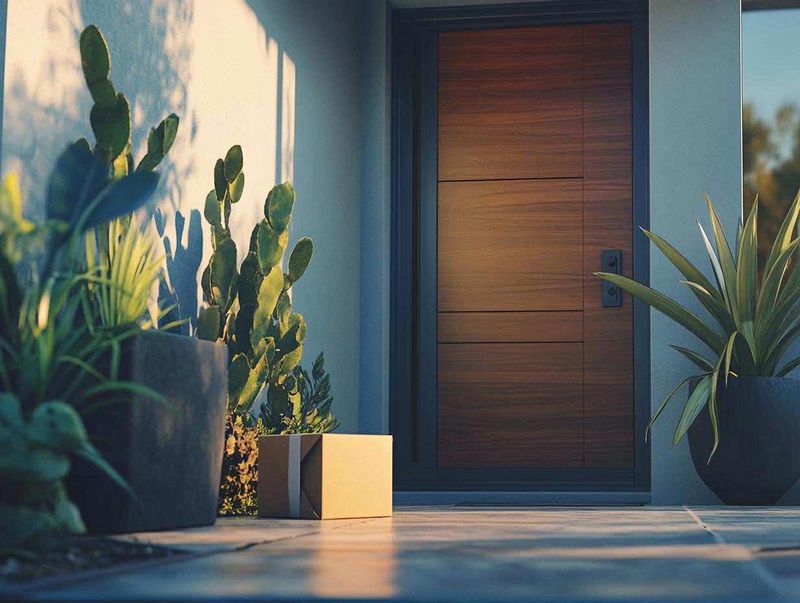 A package at a front door